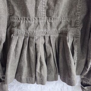 Maestro Women Small Utility Jacket Peplum Military Safari Olive Linen Blend